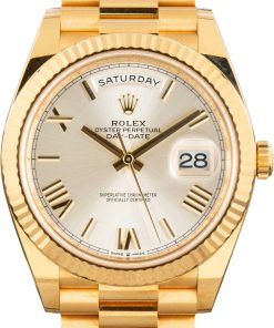HandMade The Rolex Day-Date 40 Silver Roman Dial 228238 18k Yellow Gold