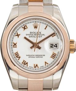 HandMade The Lady Rolex Datejust Two Tone 179161 White Roman Dial
