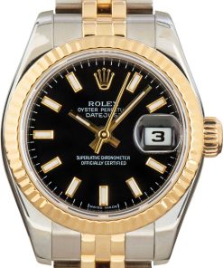 HandMade The Ladies Rolex Datejust 179173 Black Dial