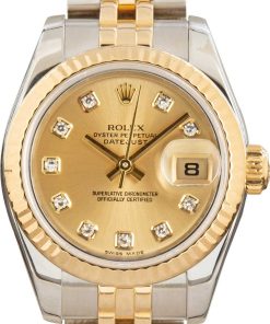 HandMade The Ladies Rolex Datejust Ref 179173 Champagne Diamond Dial