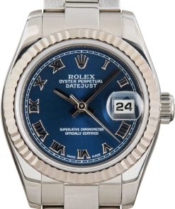 HandMade The Ladies Rolex Datejust Blue Dial 179174 Stainless Steel