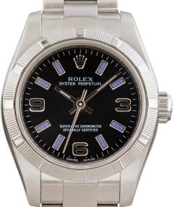 HandMade The Ladies Rolex Oyster Perpetual 26 Black Dial 176210 Stainless Steel