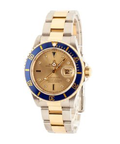 Alternative view of HandMade The Rolex Submariner ref 16613 Champagne Serti Dial