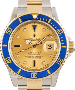 HandMade The Rolex Submariner 16613 Serti Dial Steel & Gold