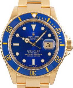 HandMade The Rolex Submariner 16618 Blue Dial Yellow Gold Oyster