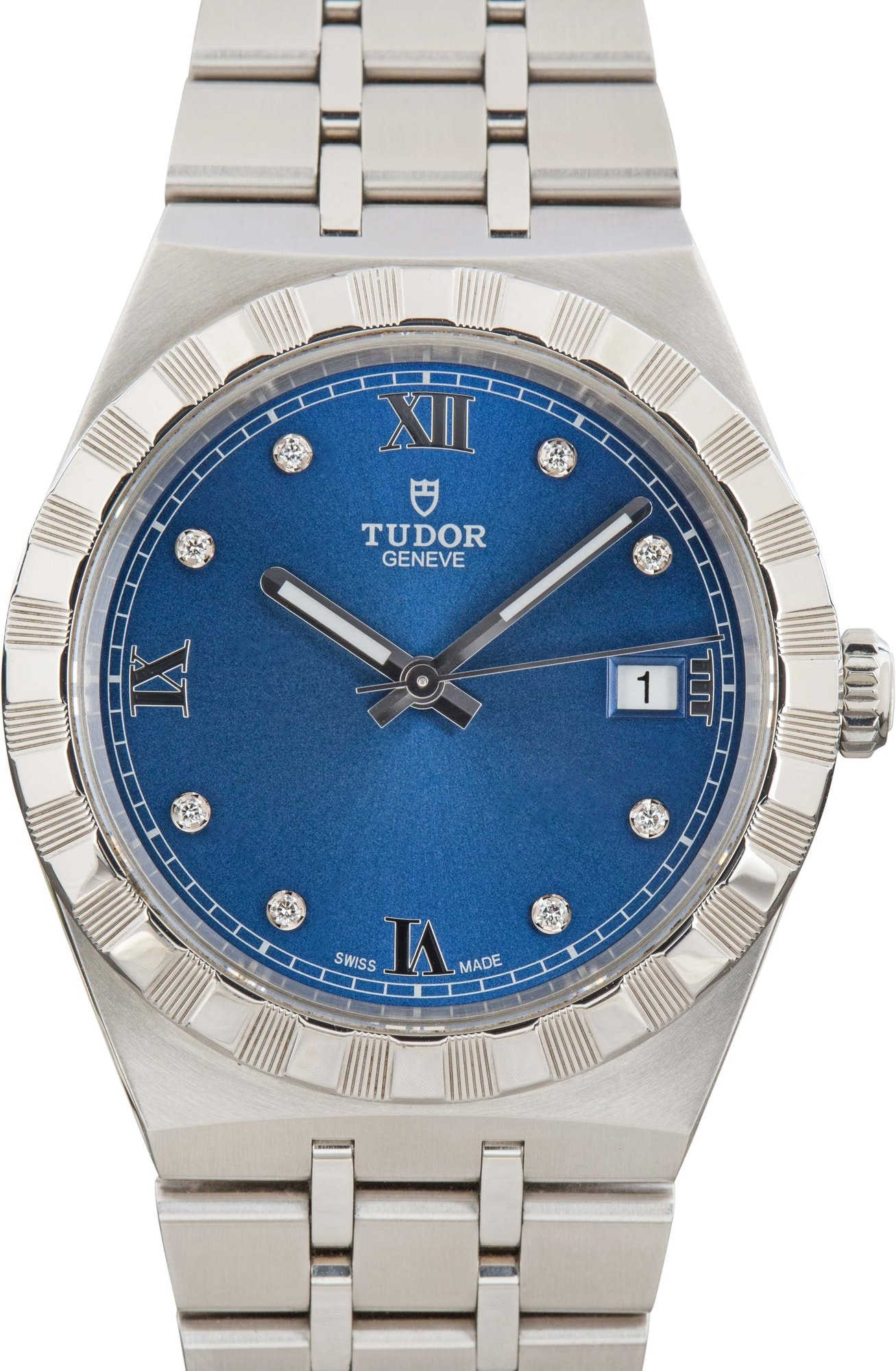 HandMade The Tudor Royal ref 28500 Stainless Steel Blue Dial