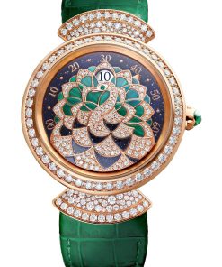 Divas’ Dream Peacock Precious Marquetry Jumping Hour
