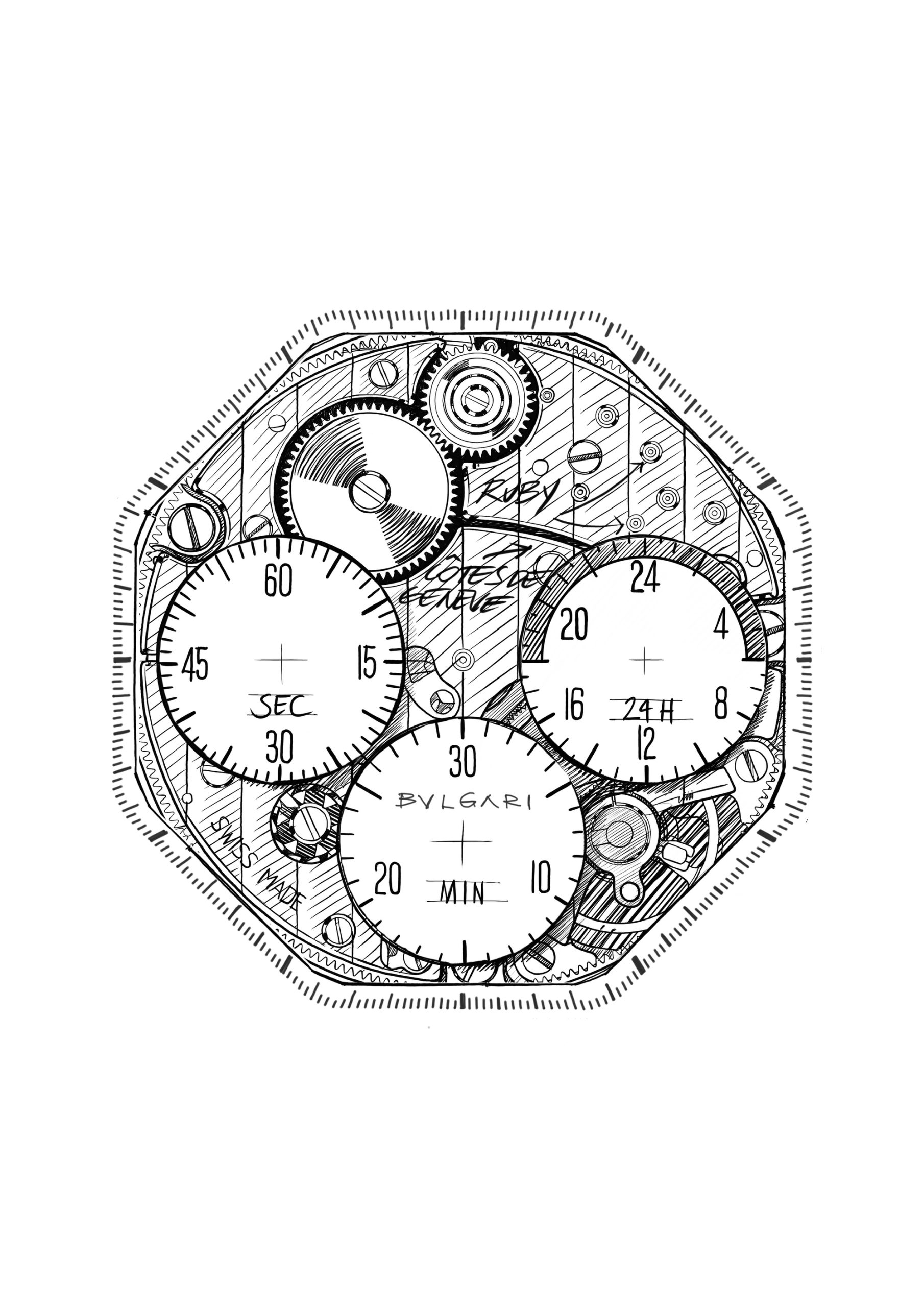 Octo Finissimo Chronograph GMT BVL 318 Sketch - Image 5