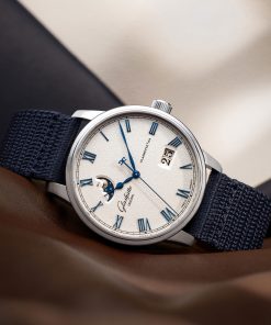 Alternative view of Senator Excellence Panorama Date Moon Phase Frosted Silver