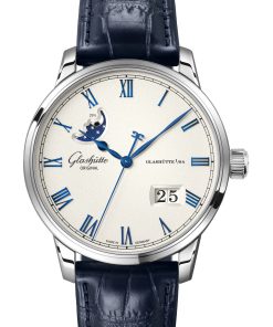 Senator Excellence Panorama Date Moon Phase Frosted Silver