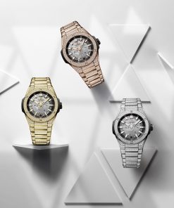 Alternative view of Big Bang Integrated Time Only Yellow Gold Pavé