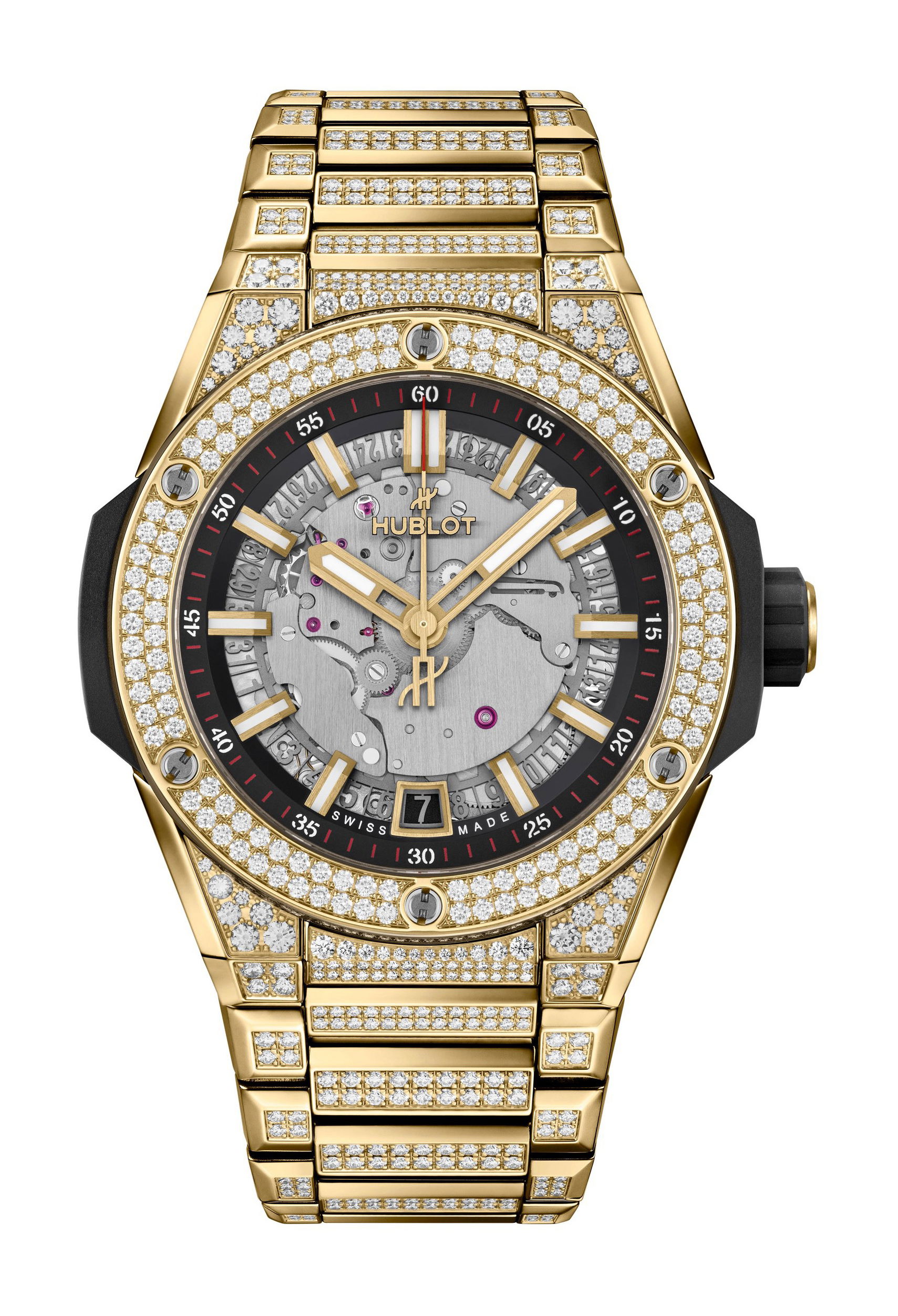 Big Bang Integrated Time Only Yellow Gold Pavé