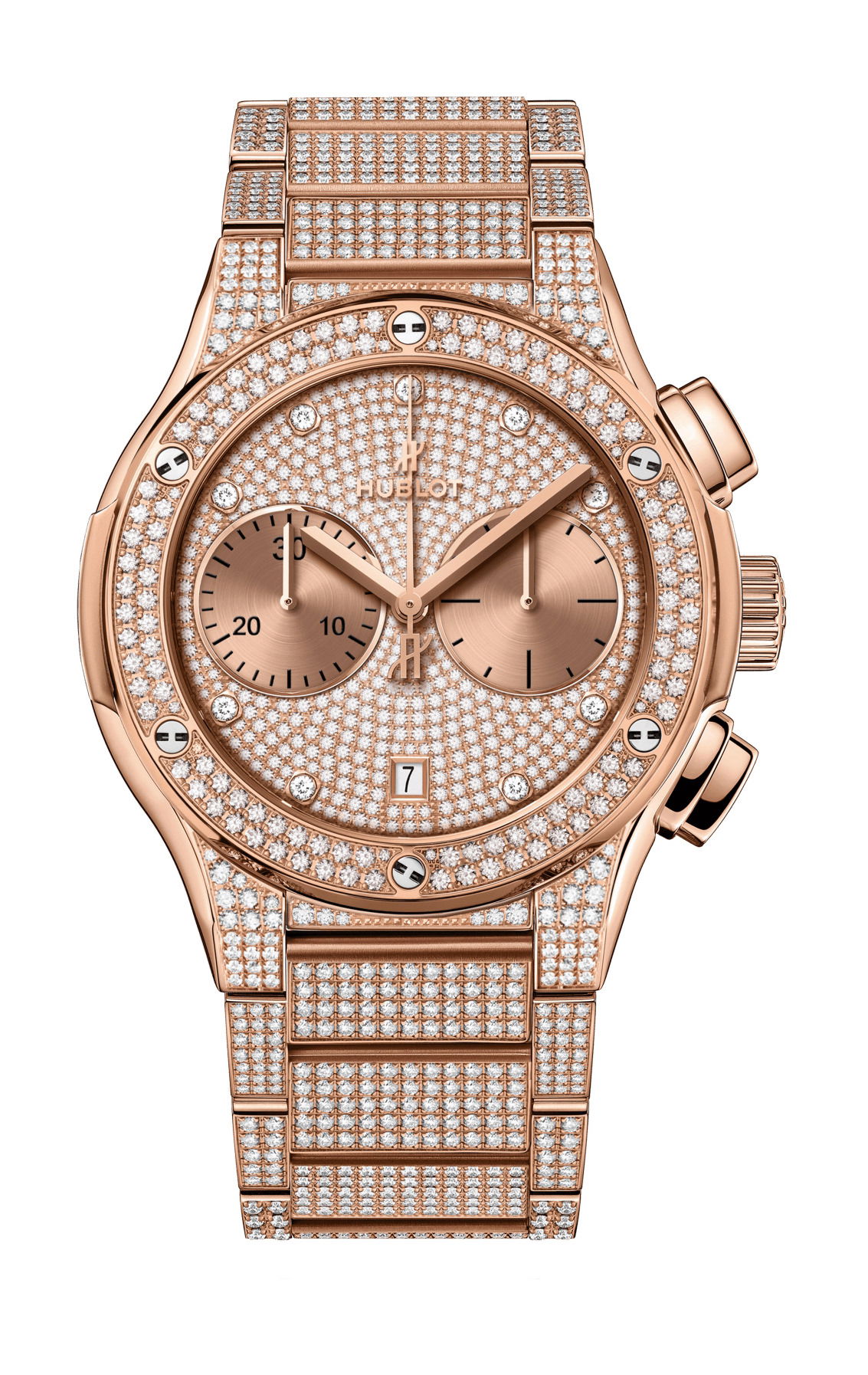 Classic Fusion Chronograph King Gold Full Pavé Bracelet