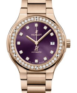 Classic Fusion King Gold Purple Diamonds Bracelet