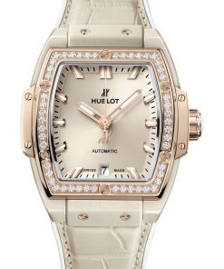 Spirit of Big Bang Beige Ceramic King Gold Diamonds