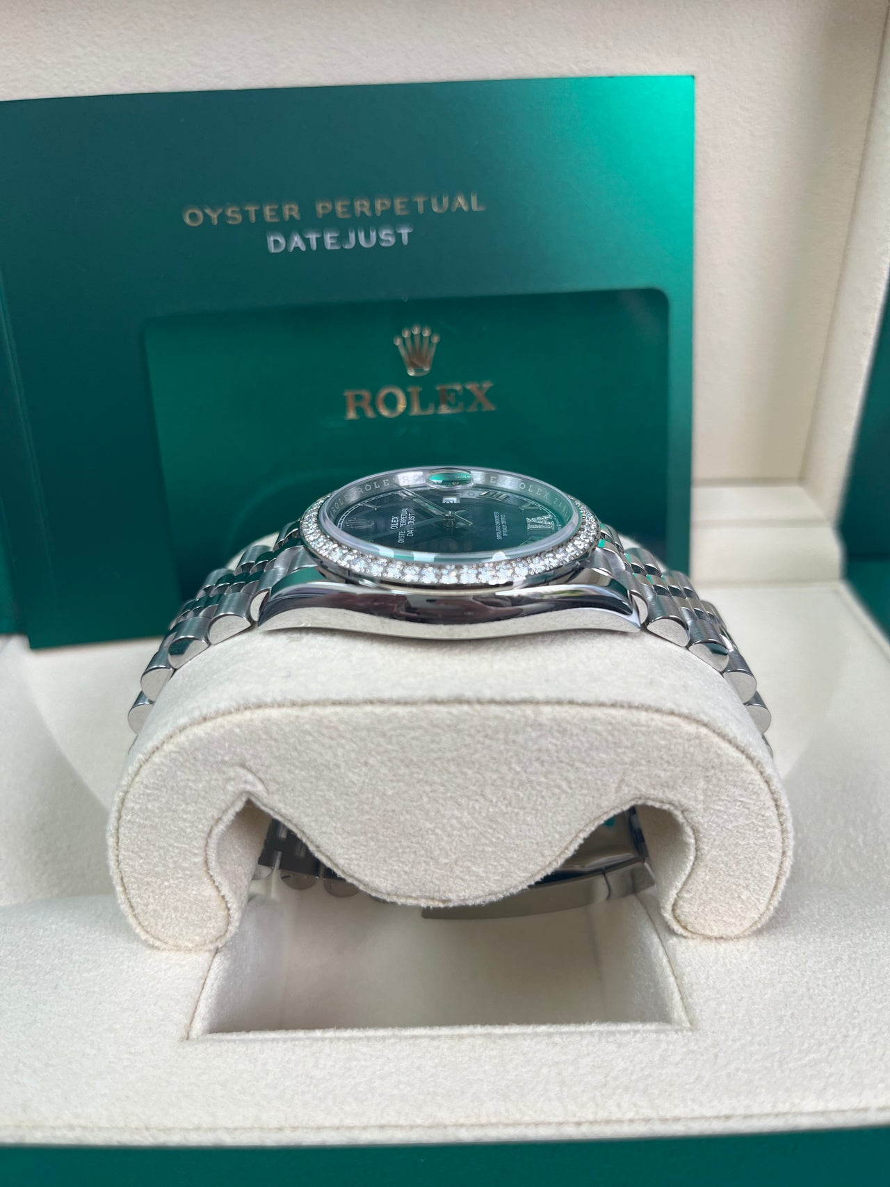 Rolex Steel Datejust 36 Watch - Diamond Bezel - Aubergine Purple Diamond Roman VI and IX Dial - Jubilee Bracelet (Reference #126284rbr) - Image 5