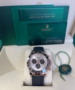 Alternative view of Rolex Cosmograph Daytona Rose Gold Dial Black Subdials Oysterflex (Reference # 116515ln)