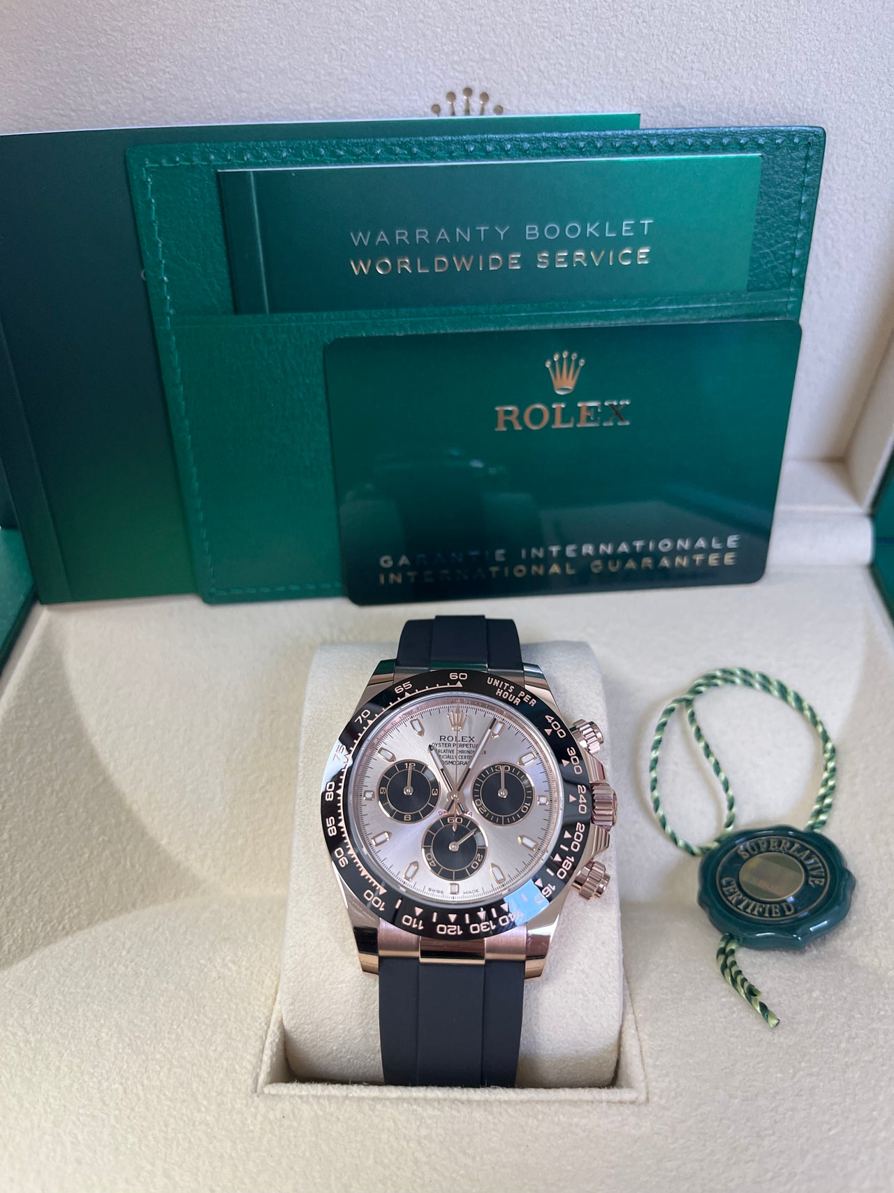Rolex Cosmograph Daytona Rose Gold Dial Black Subdials Oysterflex (Reference # 116515ln) - Image 2