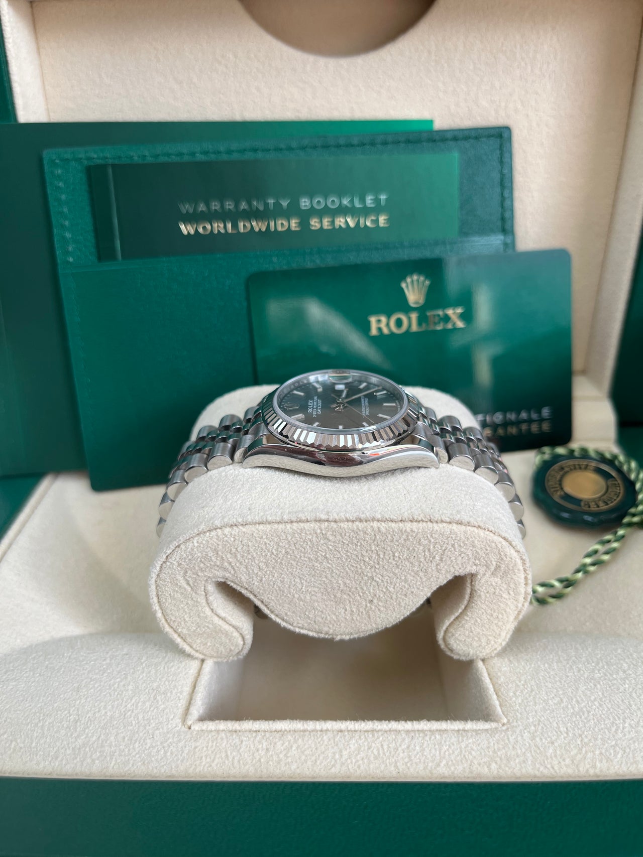 Rolex Datejust 31 Steel and White Gold Datejust 31 Fluted Bezel Mint Green Index Dial Jubilee Bracelet 278274 - Image 2