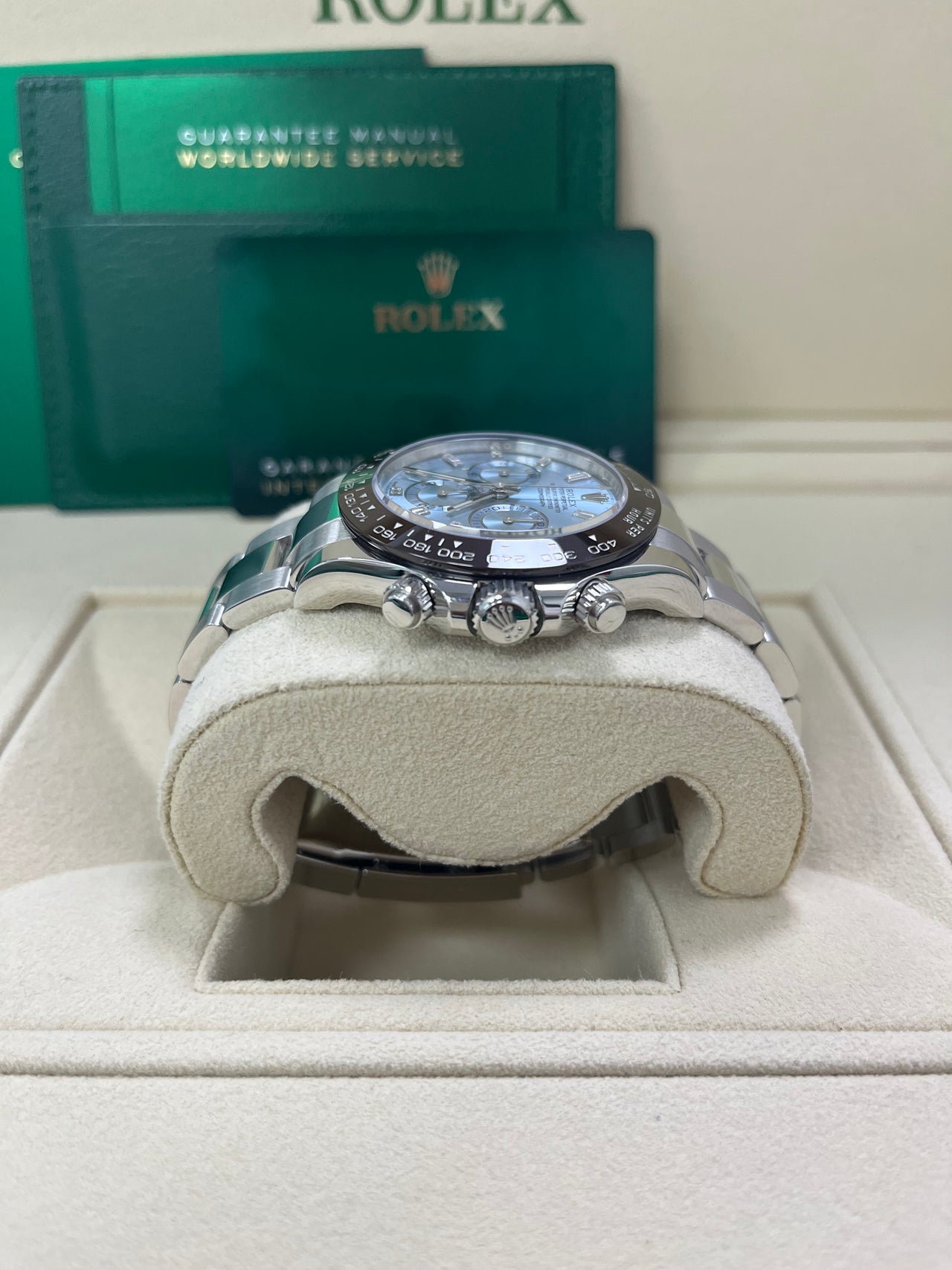 Rolex Daytona Platinum 40mm Ice Blue Diamond Baguette Dial (Ref # 116506) - Image 6