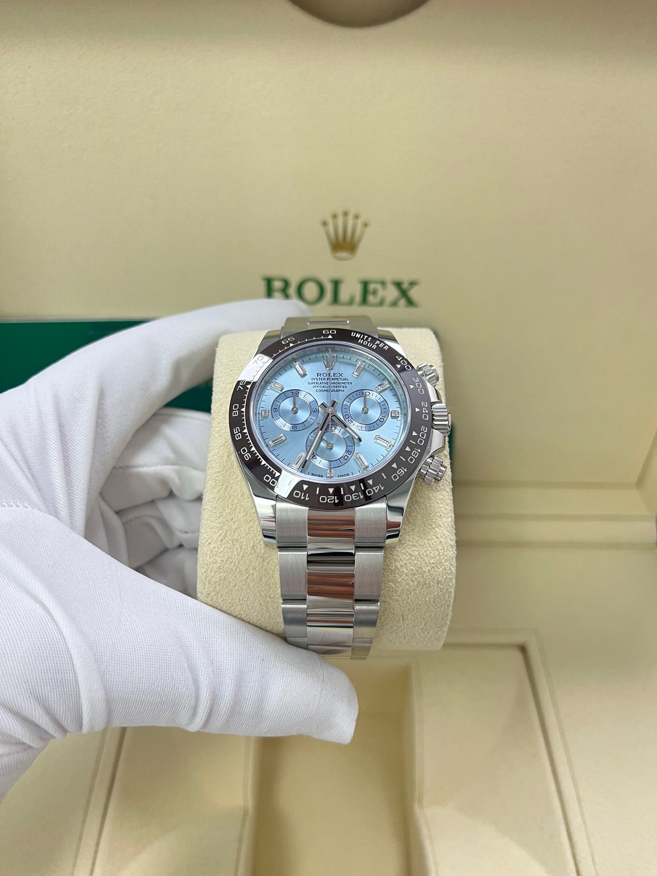 Rolex Daytona Platinum 40mm Ice Blue Diamond Baguette Dial (Ref # 116506) - Image 10