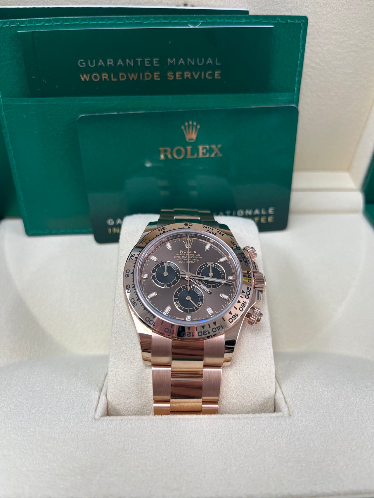 Rolex Everose Gold Cosmograph Daytona 40 Watch - Chocolate and Black Index Dial (Ref # 116505 ) - Image 2