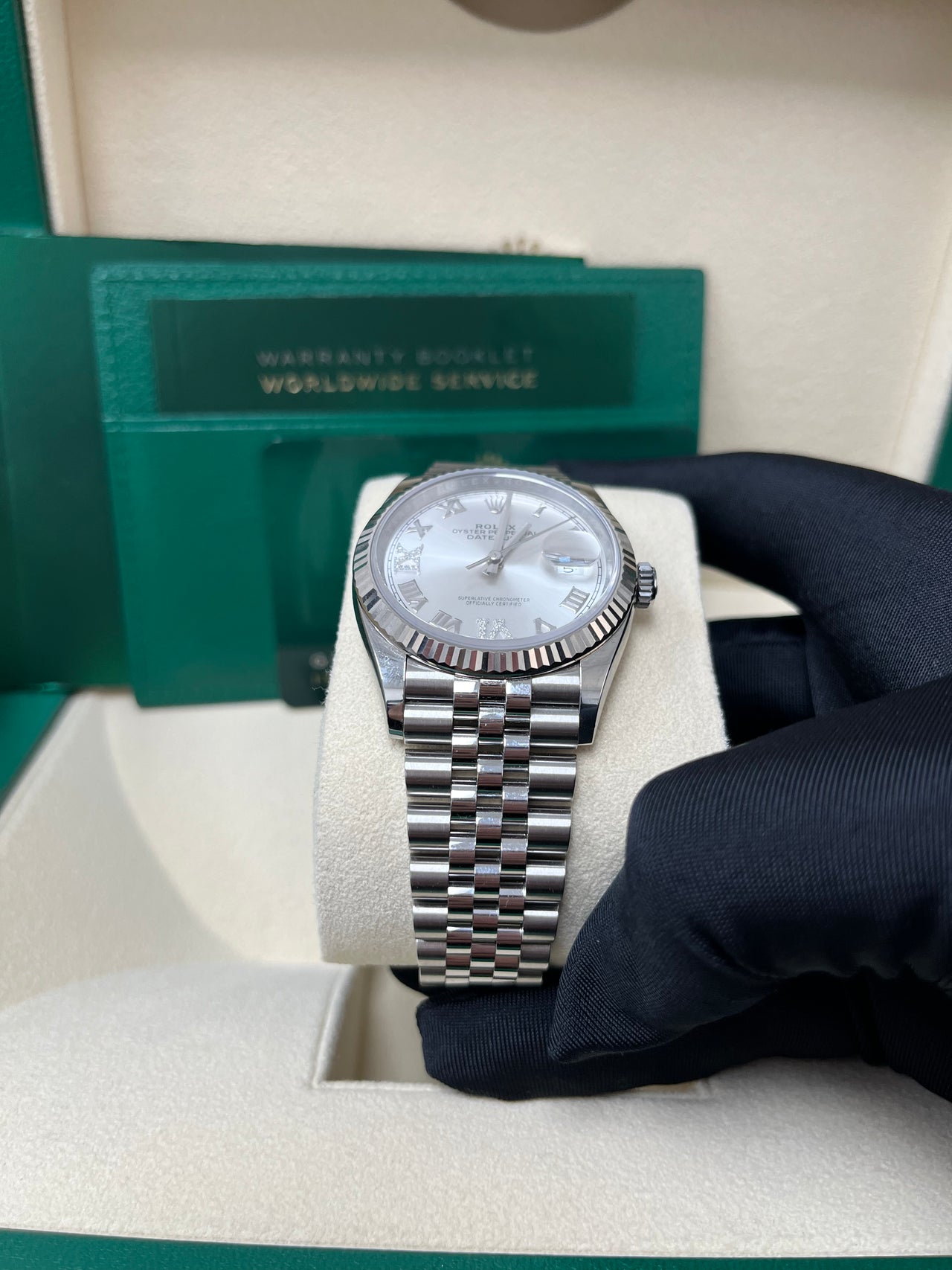 Rolex Datejust 36 Steel Datejust 36mm Fluted Bezel Silver Diamond Roman VI and IX Dial Jubilee 126234 - Image 9