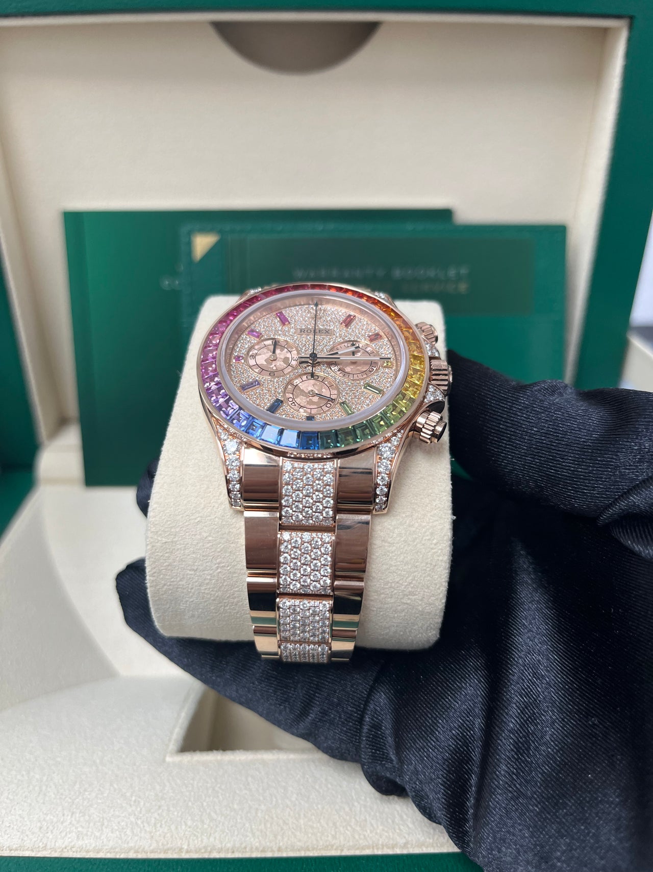 Rolex Cosmograph Everose Daytona Factory Diamond Rainbow Edition Ref# 116595RBOW) - Image 8