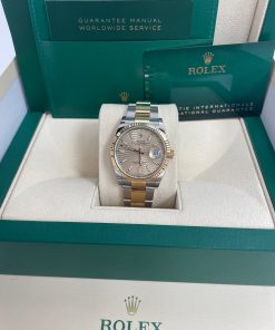 Alternative view of Rolex Datejust 36 Yellow Gold/Steel Golden Fluted Motif Dial Domed Bezel Oyster Bracelet (Ref 126233)