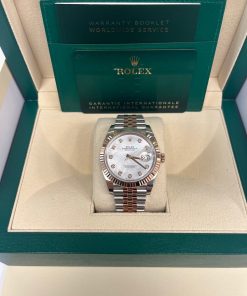 Alternative view of Rolex Datejust 41 Two-Tone Stainless Steel and Rose Gold/ "Mother of Pearl" Diamond Dial/ Fluted Bezel/ Jubilee Bracelet (Ref#126331)