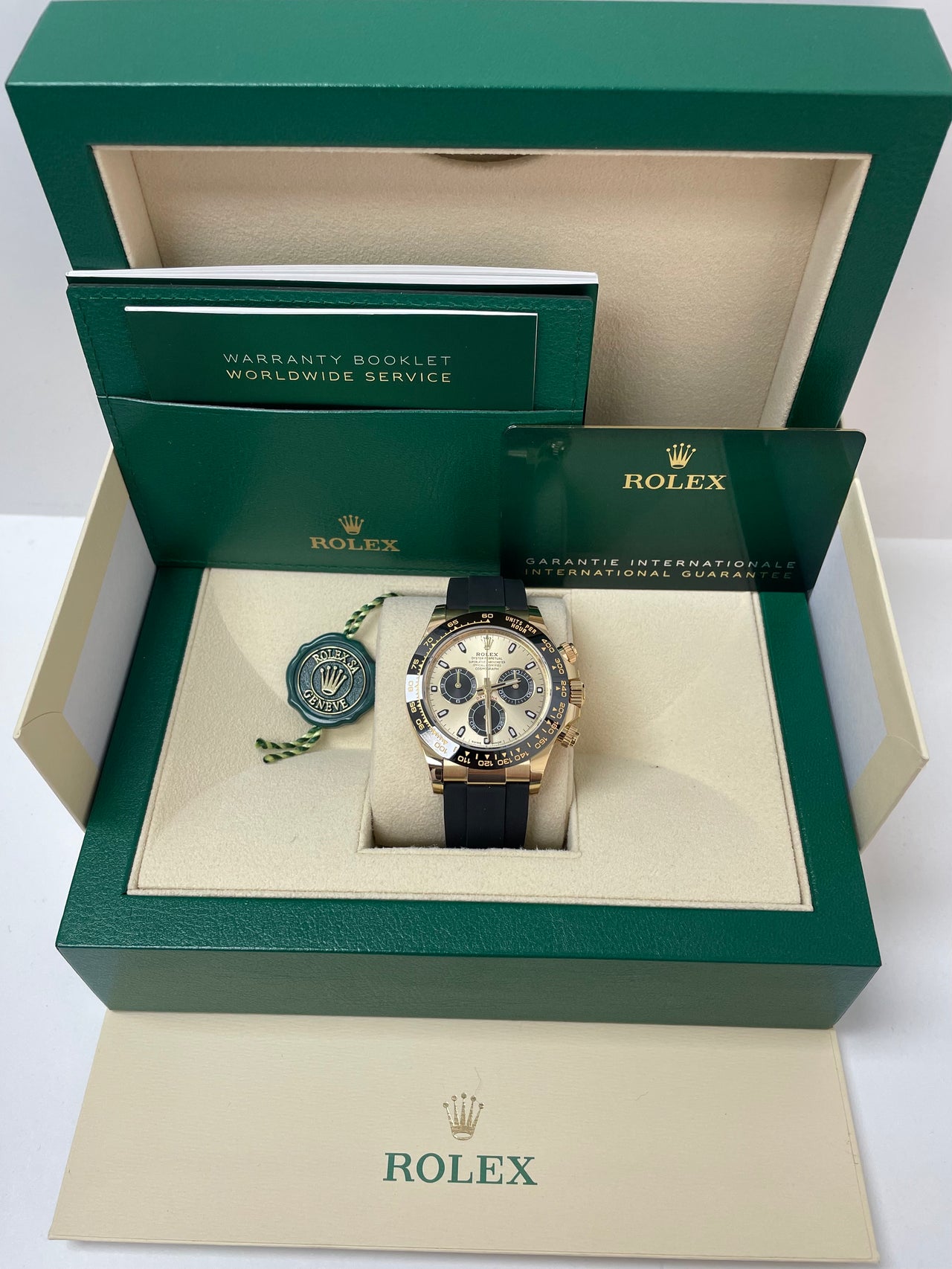 Rolex Daytona 40mm Champagne Dial with Black Subdials/ Black Oysterflex Strap (Reference # 116518LN) - Image 2