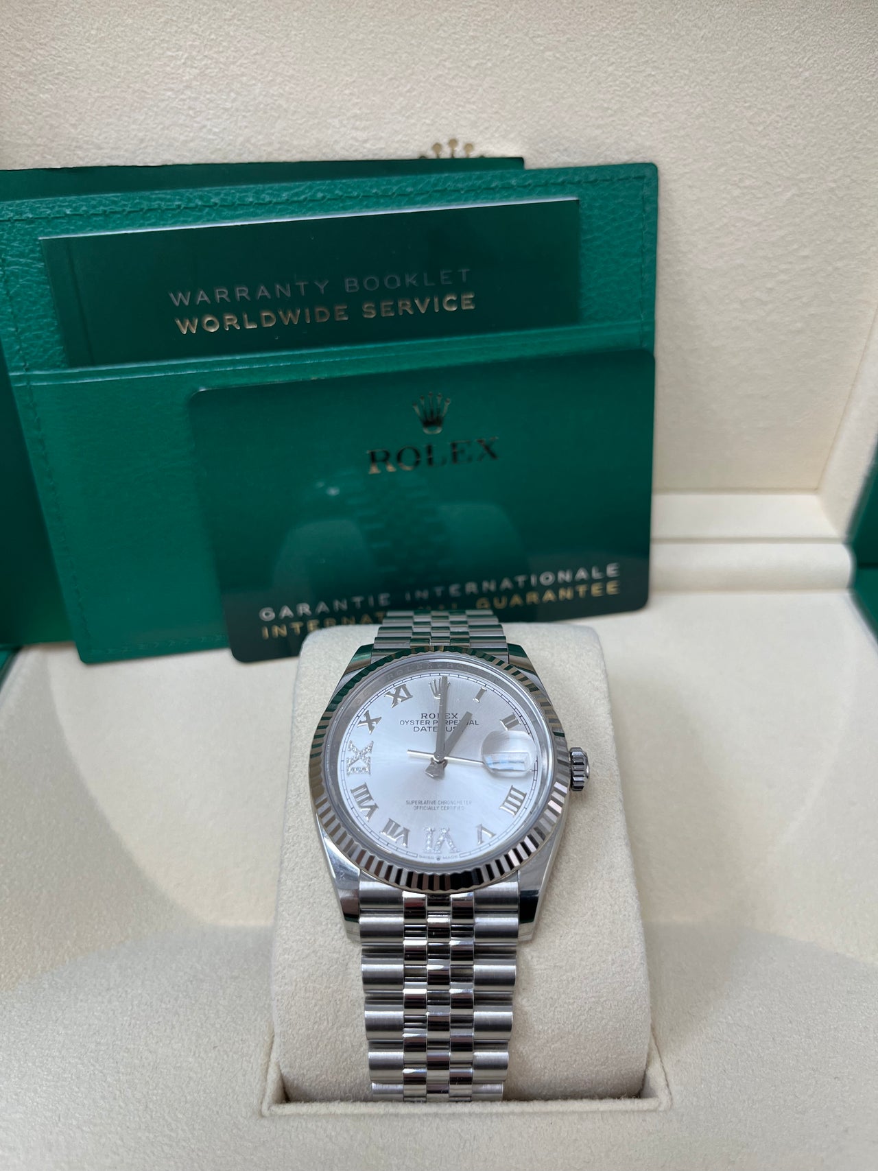 Rolex Datejust 36 Steel Datejust 36mm Fluted Bezel Silver Diamond Roman VI and IX Dial Jubilee 126234 - Image 2