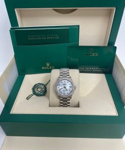 Alternative view of Rolex White Gold Datejust 31 Watch - Diamond Bezel - Mother-Of-Pearl Diamond Dial - President Bracelet (Reference #278289rbr)