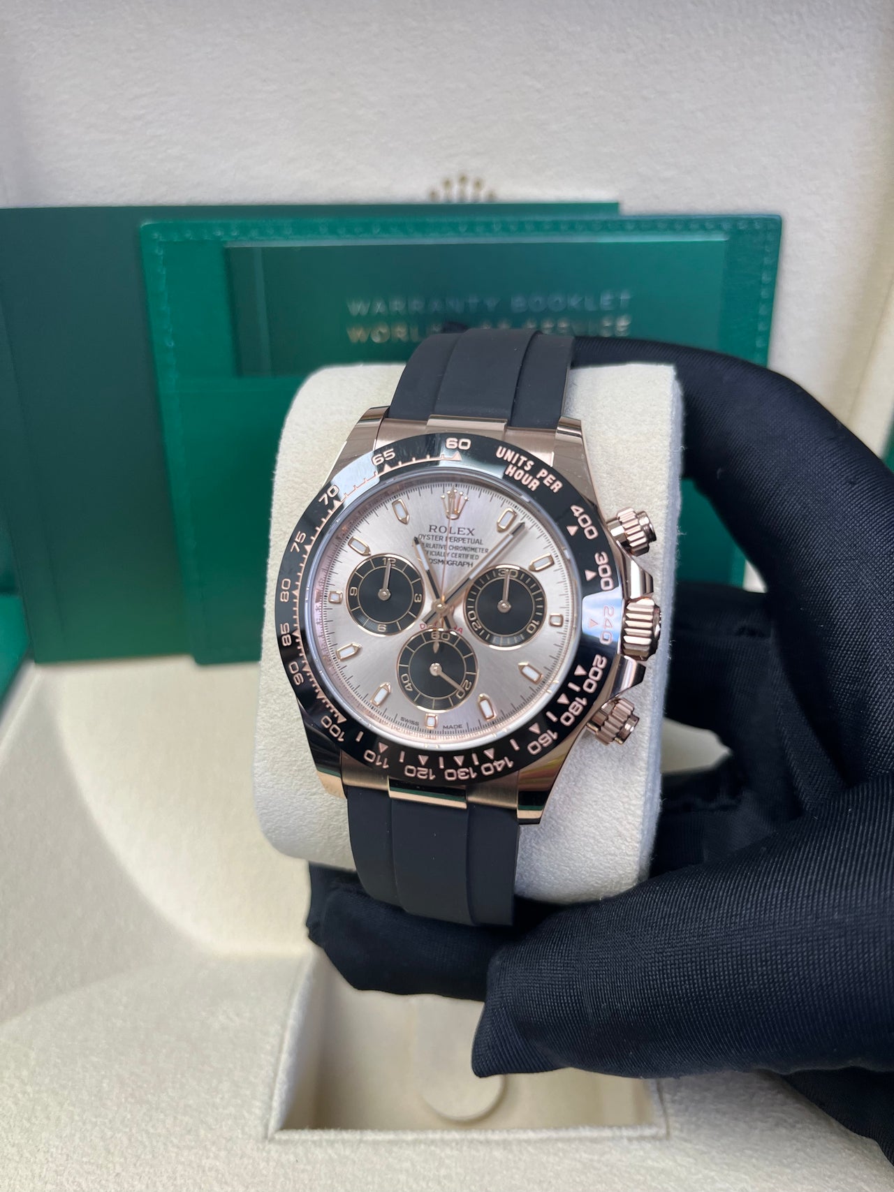 Rolex Cosmograph Daytona Rose Gold Dial Black Subdials Oysterflex (Reference # 116515ln) - Image 6