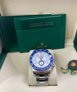 Alternative view of Rolex Yacht-Master II Stainless Steel - Matte White Mercedes Dial (Ref# 116680)