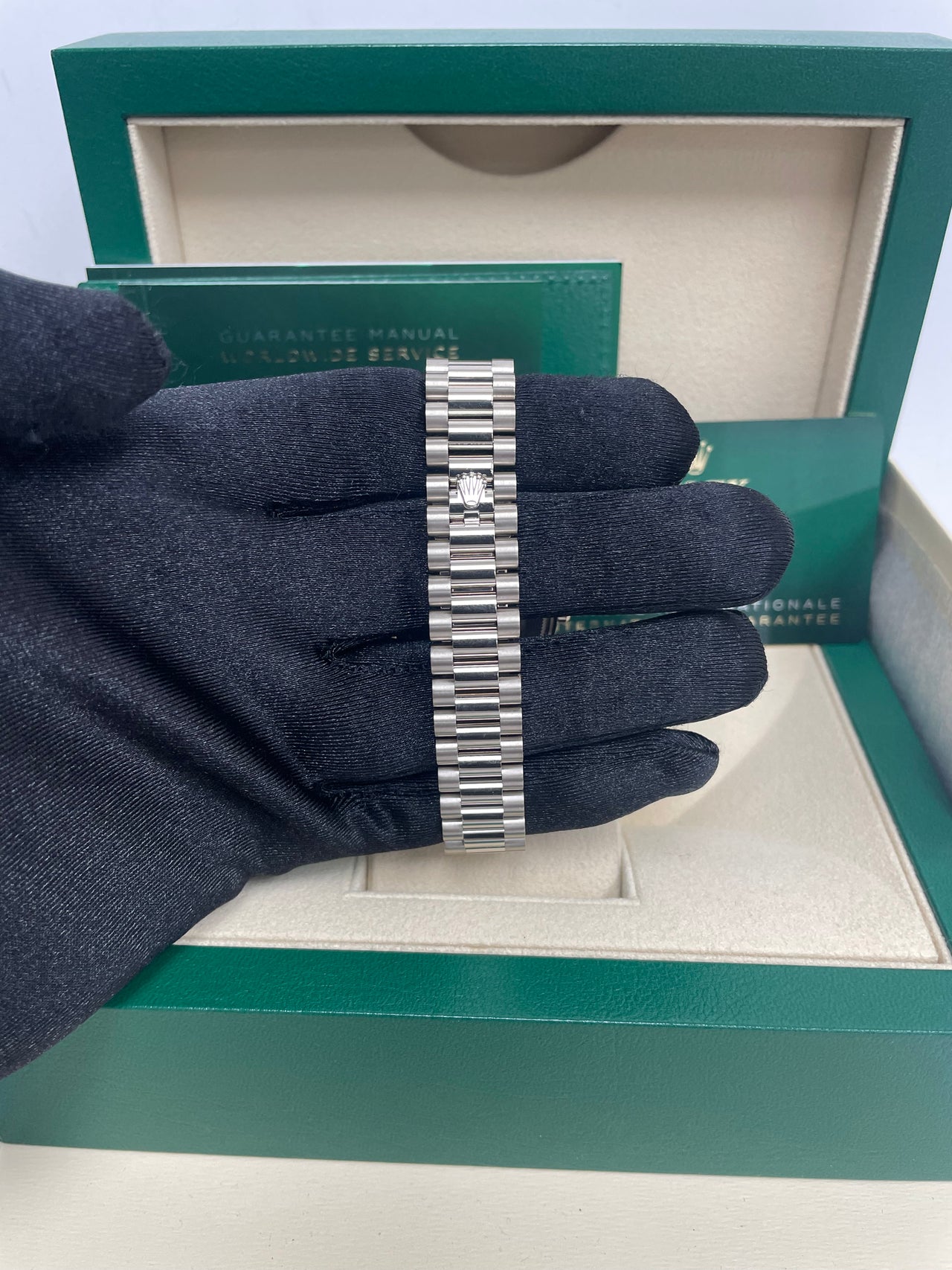 Rolex White Gold Datejust 31 Watch - Diamond Bezel - Mother-Of-Pearl Diamond Dial - President Bracelet (Reference #278289rbr) - Image 9