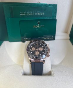 Alternative view of Rolex Rose Gold Daytona 40 Watch - Black Index Dial - Black Oysterflex Strap Reference Reference #116515ln