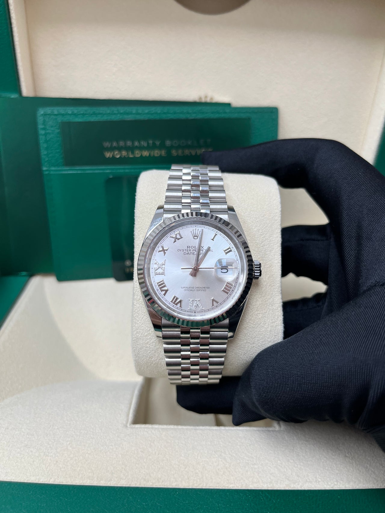 Rolex Datejust 36 Steel Datejust 36mm Fluted Bezel Silver Diamond Roman VI and IX Dial Jubilee 126234 - Image 11