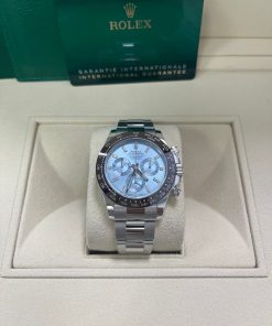 Alternative view of Rolex Daytona Platinum 40mm Ice Blue Diamond Baguette Dial (Ref # 116506)