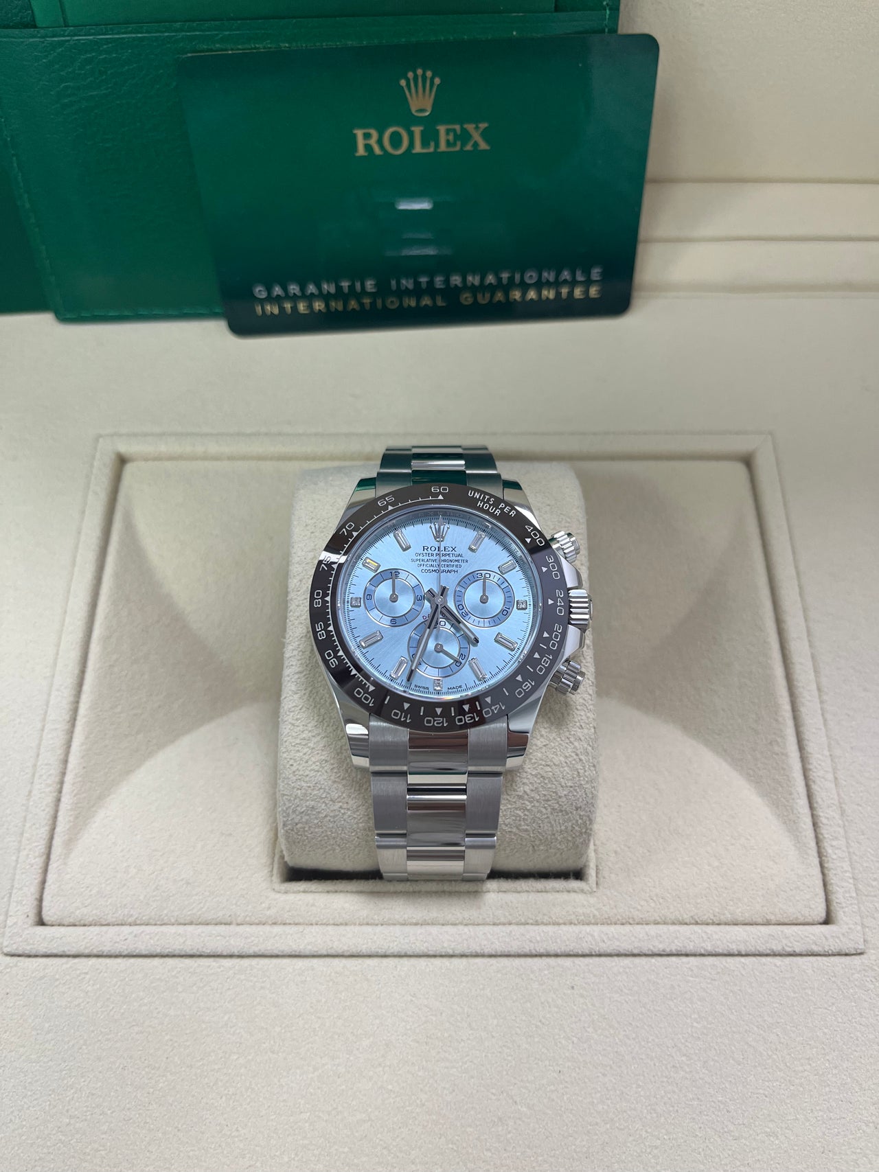 Rolex Daytona Platinum 40mm Ice Blue Diamond Baguette Dial (Ref # 116506) - Image 2