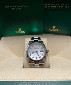 Alternative view of Rolex Datejust 41/ Two-Tone 18k White Gold & Steel/ Mother of Pearl Diamond Dial/ Oyster Bracelet (Ref# 126334)