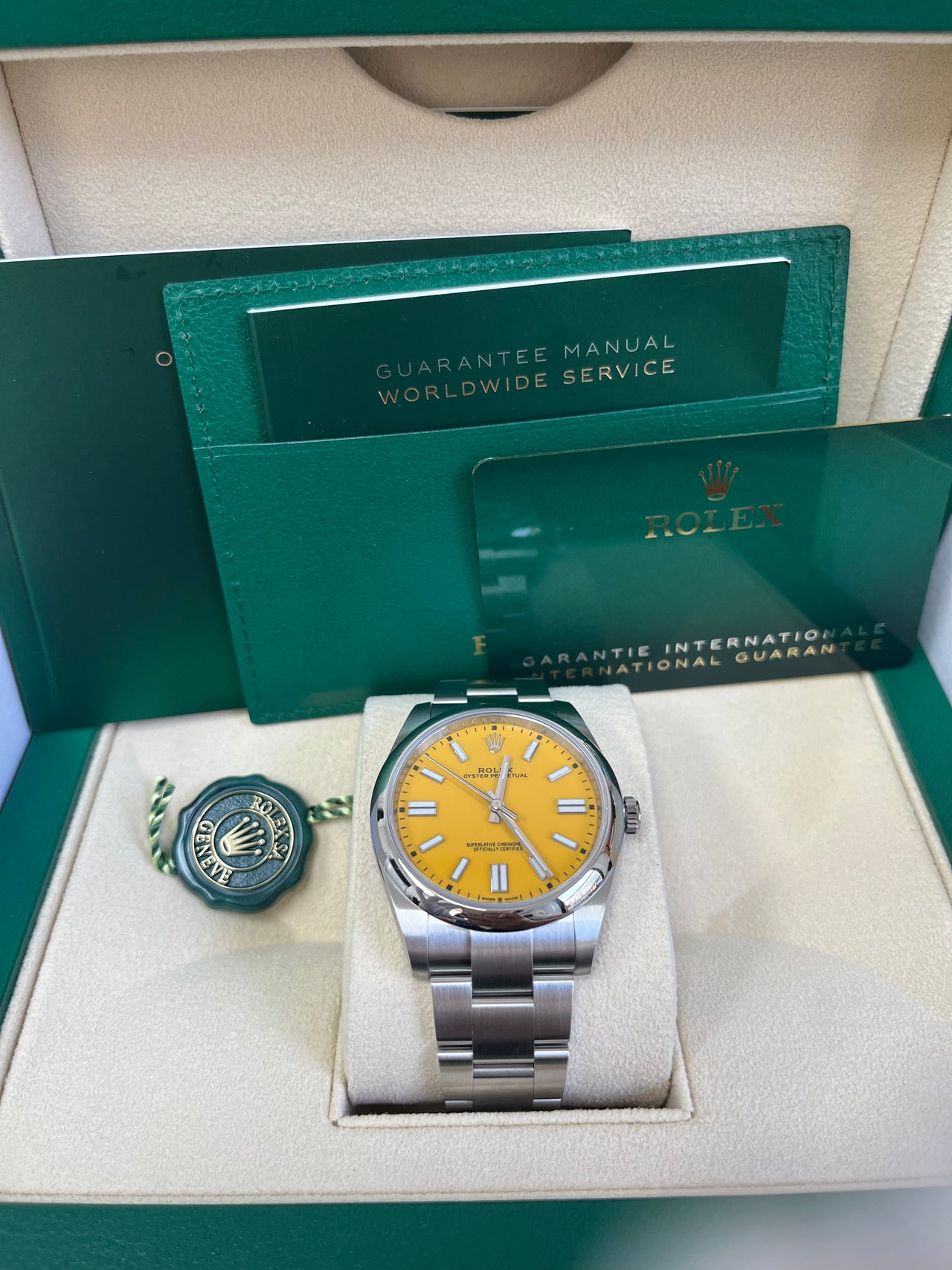 Rolex Oyster Perpetual 41 Stainless Steel/ Sunflower Yellow Dial/ Oyster Bracelet (Ref# 124300) - Image 2