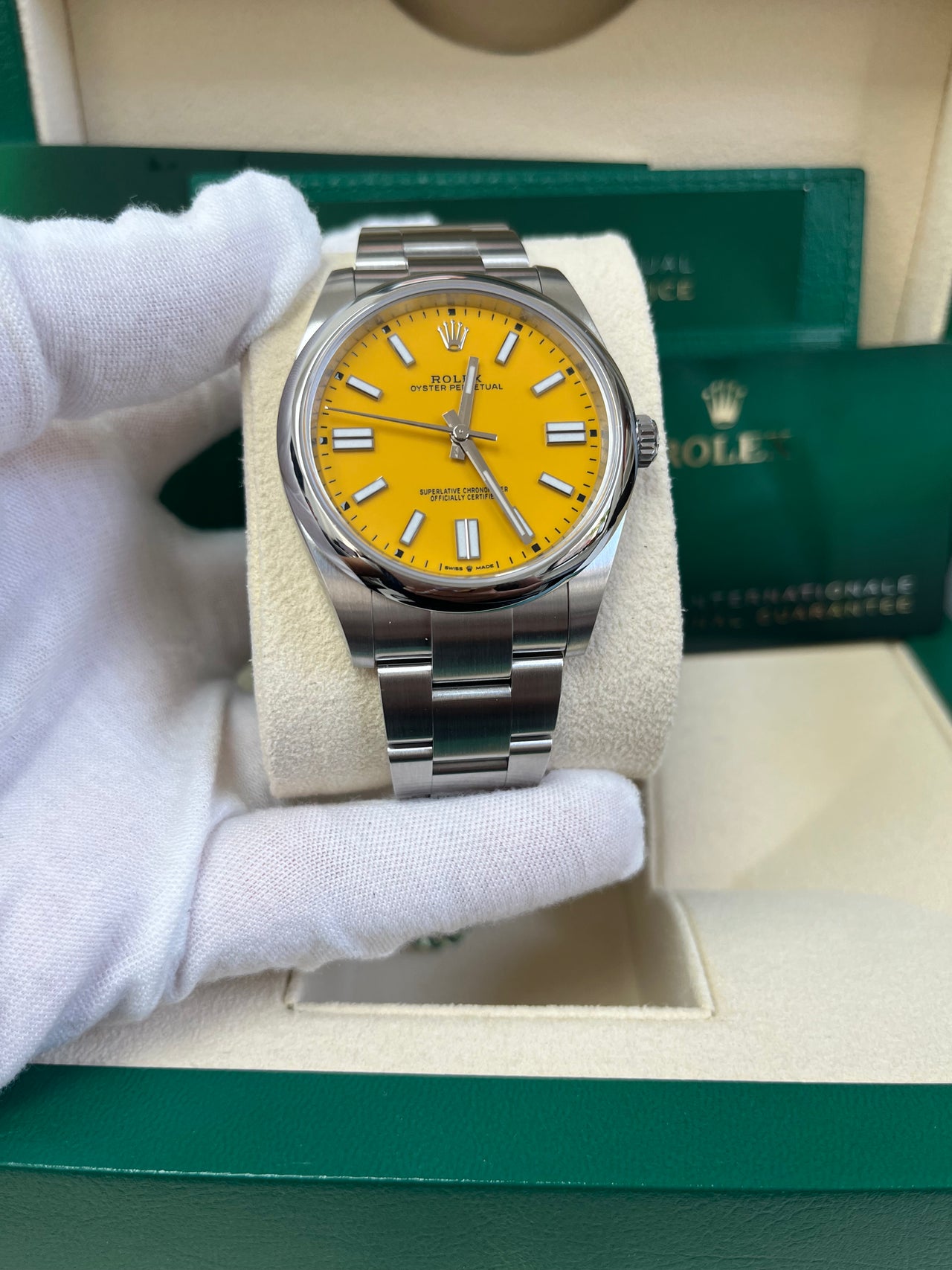 Rolex Oyster Perpetual 41 Stainless Steel/ Sunflower Yellow Dial/ Oyster Bracelet (Ref# 124300) - Image 3