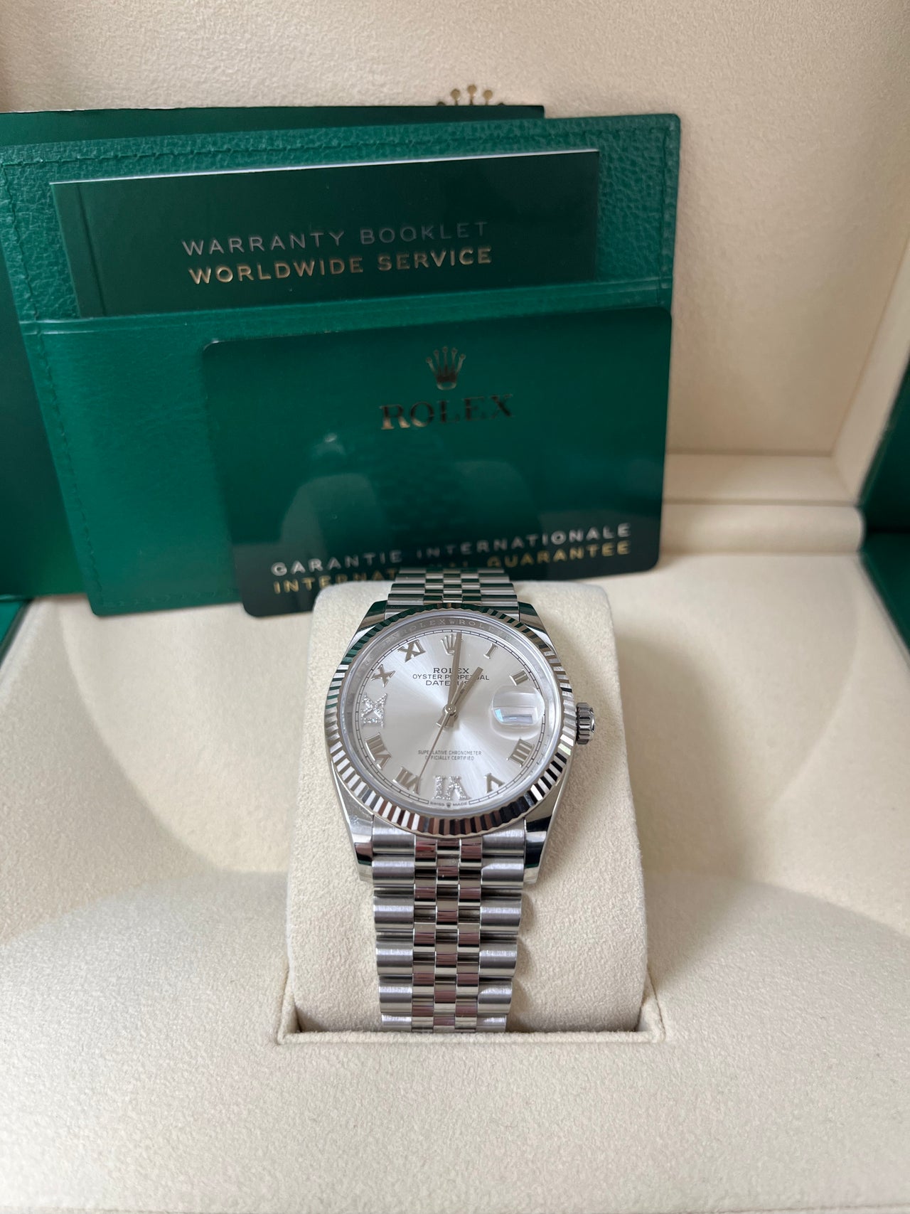 Rolex Datejust 36 Steel Datejust 36mm Fluted Bezel Silver Diamond Roman VI and IX Dial Jubilee 126234 - Image 3