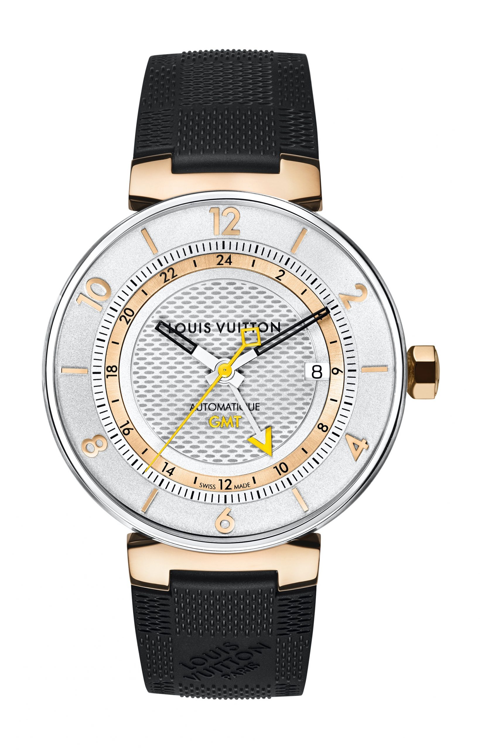 Tambour Moon GMT Silver, Acier et Or Rose