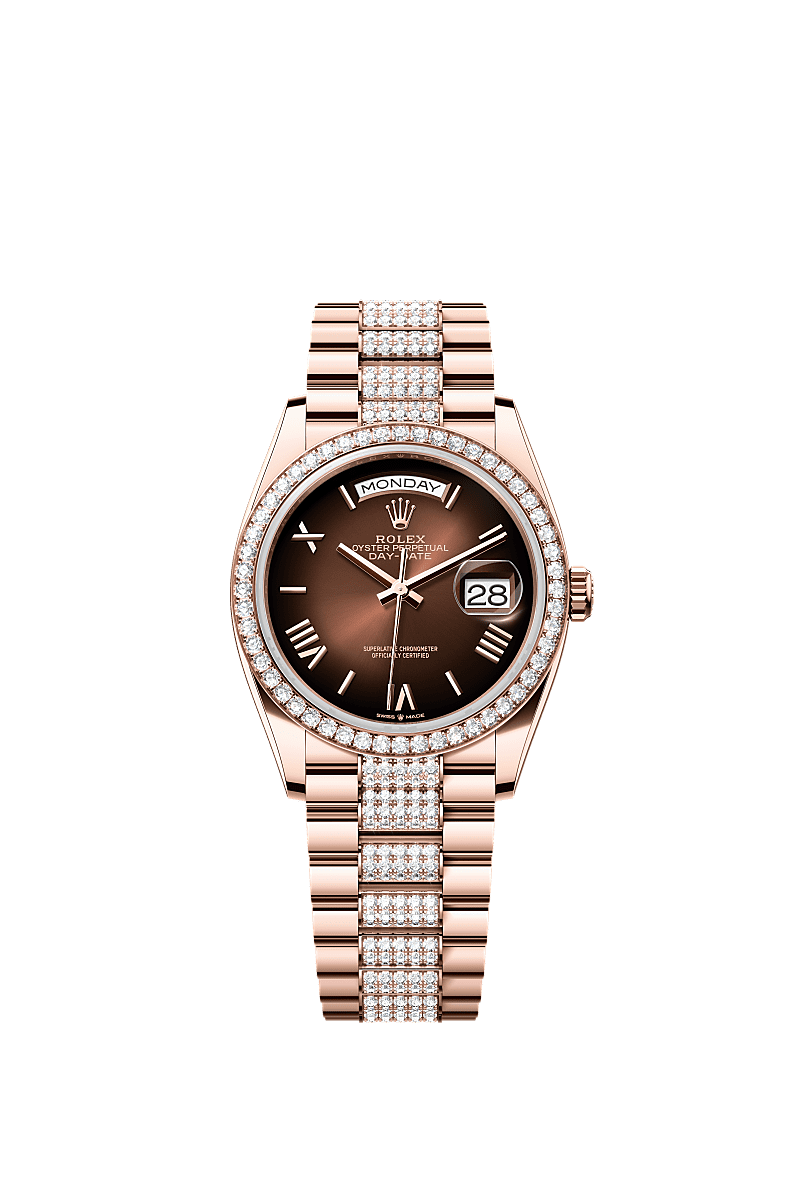 Rolex Day-Date 36 36 mm Everose gold and diamonds 128345rbr-0076