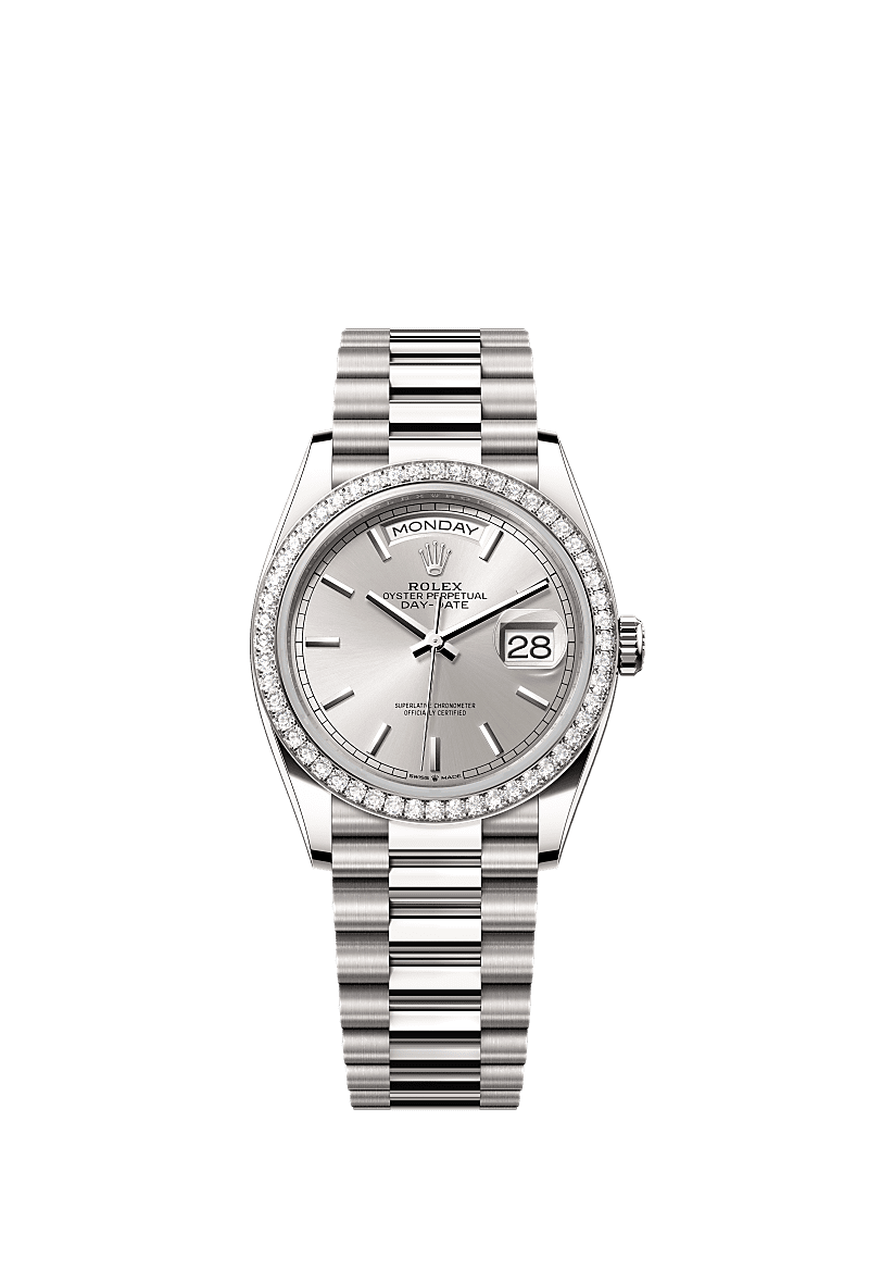 Rolex Day-Date 36 36 mm white gold and diamonds 128349rbr-0001
