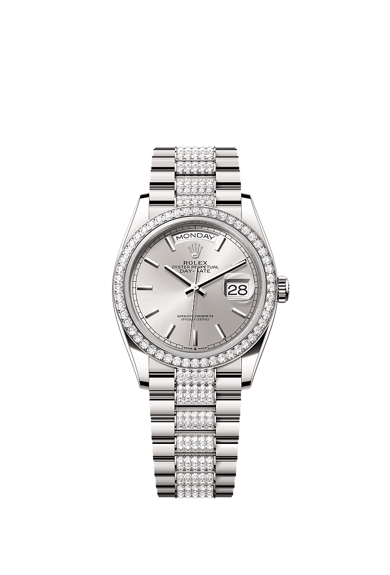Rolex Day-Date 36 36 mm white gold and diamonds 128349rbr-0013