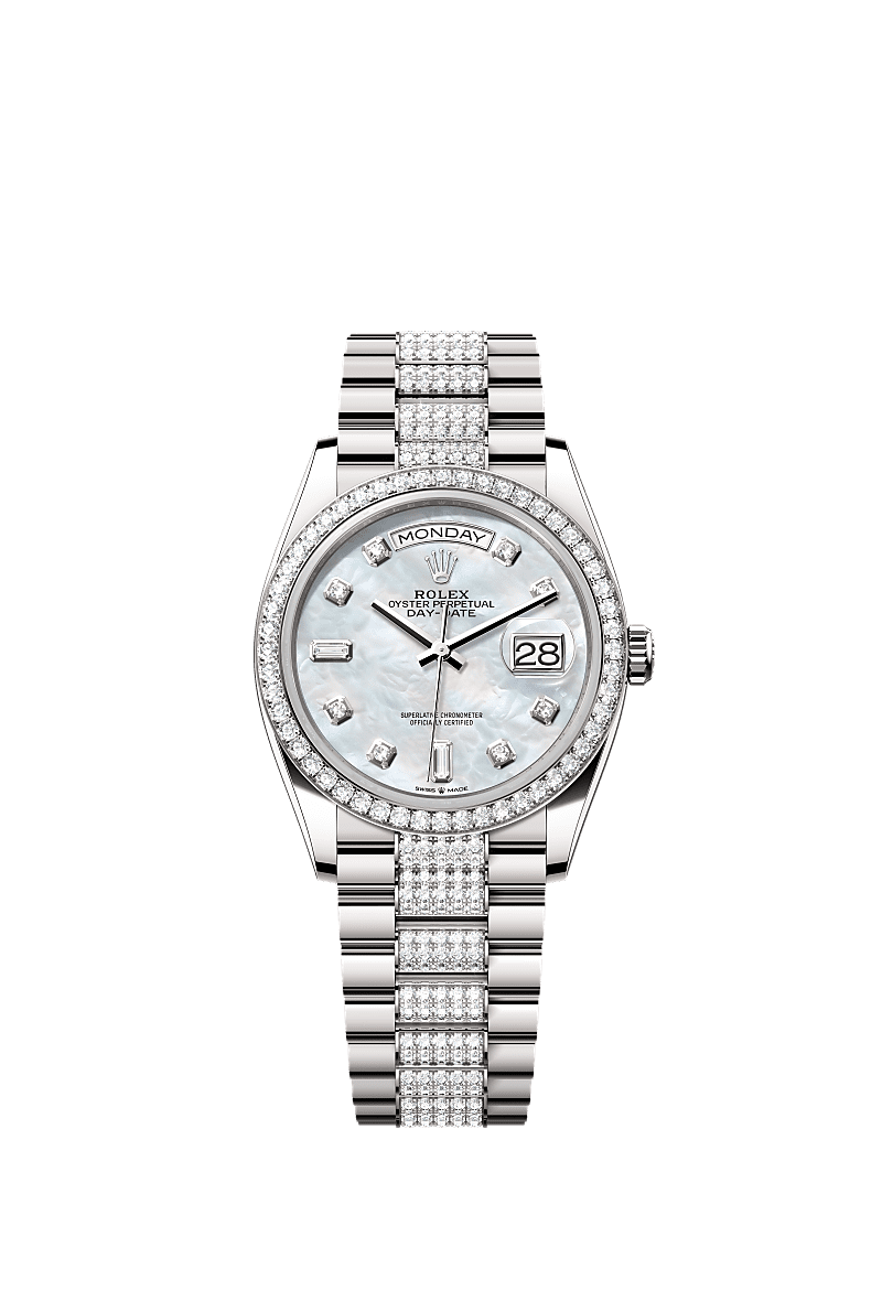 Rolex Day-Date 36 36 mm white gold and diamonds 128349rbr-0014