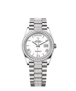 Rolex Day-Date 36  36 mm  white gold and diamonds 128349rbr-0044